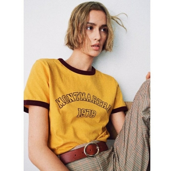 Zara Montmartre 1978 Retro Ringer Tee Sz Sm NWT - Picture 1 of 1